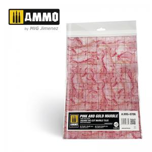 Ammo Mig Jimenez Pink and Gold Marble. Square Die-cut Marble Tiles - 2 pcs.
