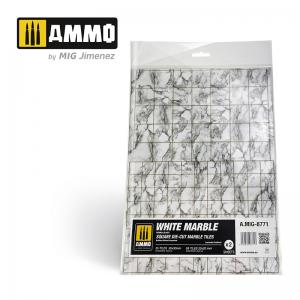 Ammo Mig Jimenez White Marble. Square Die-cut Marble Tiles - 2 pcs.