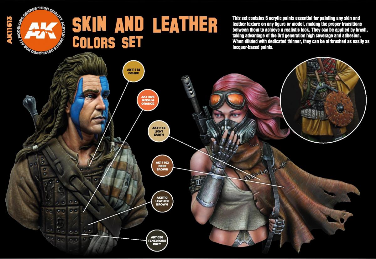 AK Interactive Skin and Leather Color Set