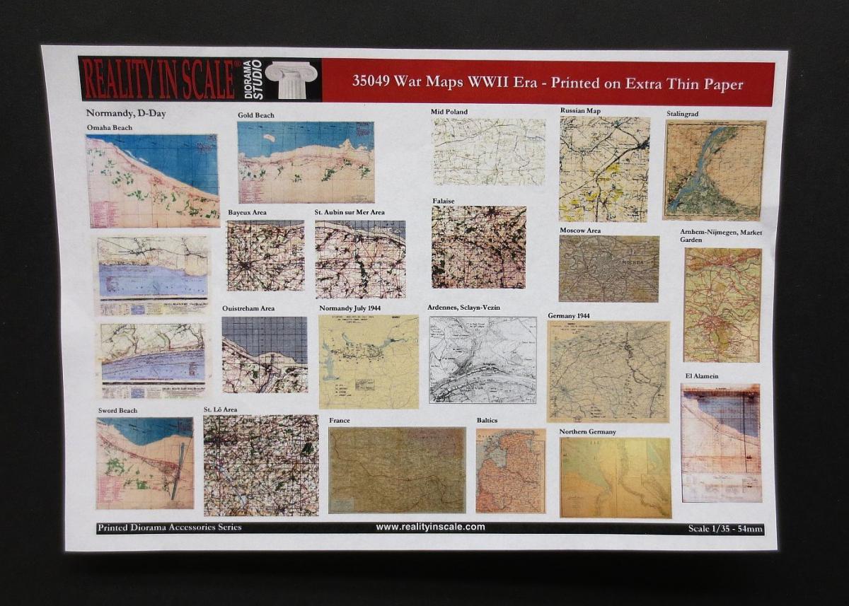 Reality in Scale War Maps WWII - printed on ultra thin 50grs. Paper