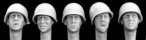Hornet Models 5 Heads wearing US Helmets M1