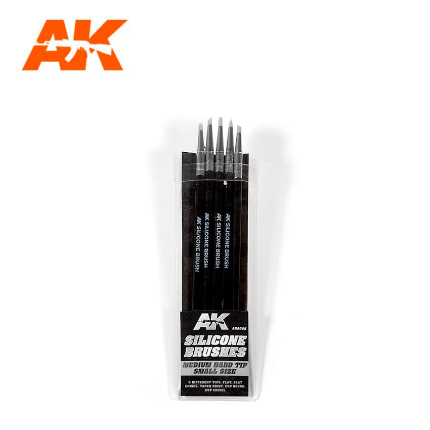 AK Interactive Silicone Brushes - Medium Tip, Medium (5 pcs)