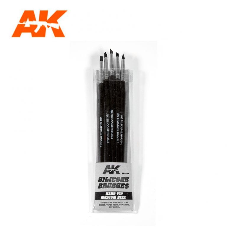 AK Interactive Silicone Brushes - Hard Tip, Medium (5 pcs)