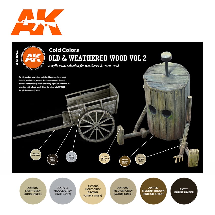 AK Interactive Old & Weathered Wood, Vol 2 Cold Colors