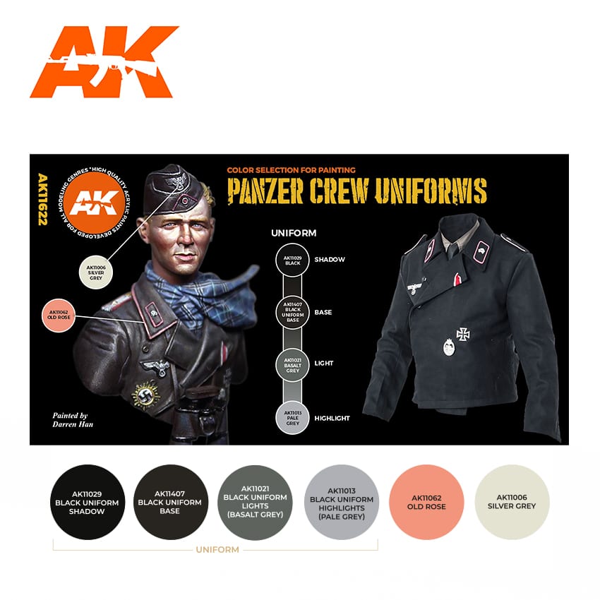 AK Interactive Panzer Crew Black Uniforms, color set
