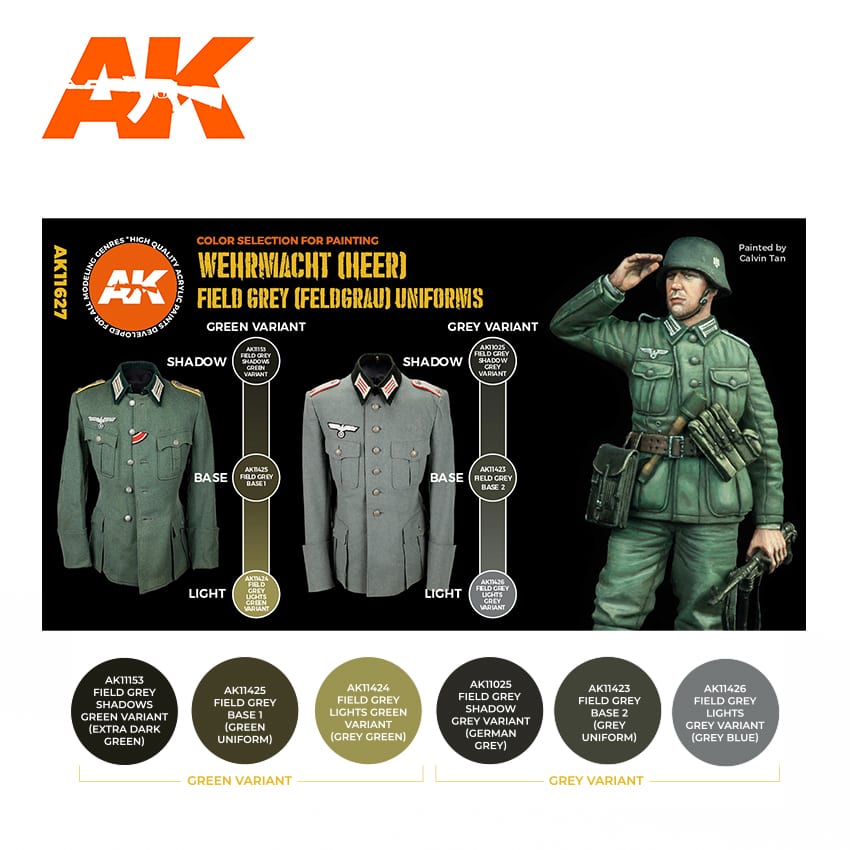 AK Interactive Field Grey Uniforms, color set
