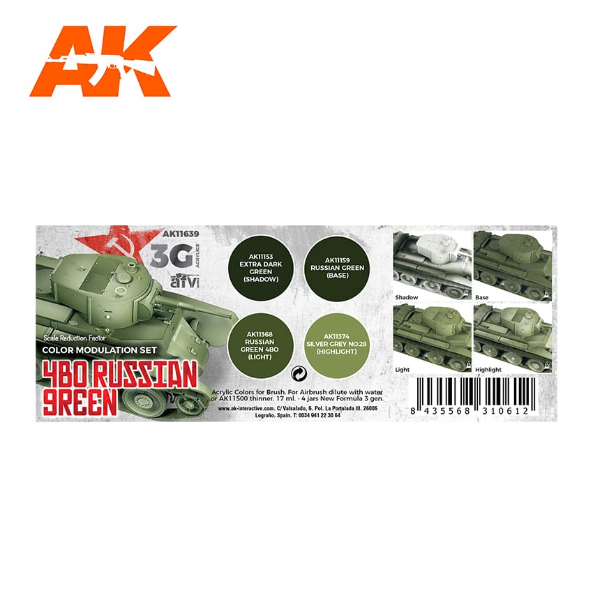 AK Interactive 4BO Russian Green, modulation set