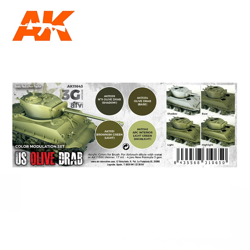 AK Interactive US Olive Drab, modulation set