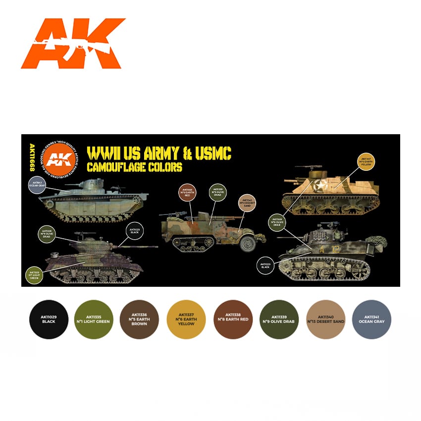 AK Interactive WWII US Army and USMC camo. colors