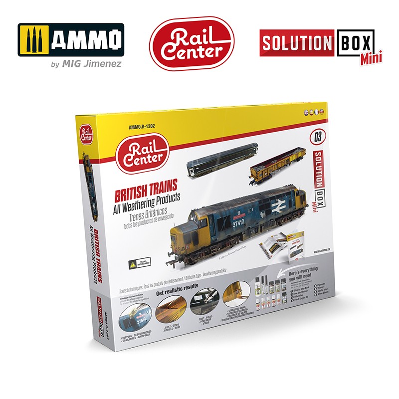 Ammo Mig Jimenez AMMO RAIL CENTER SOLUTION BOX MINI #03 - BRITISH TRAINS. All Weathering Products
