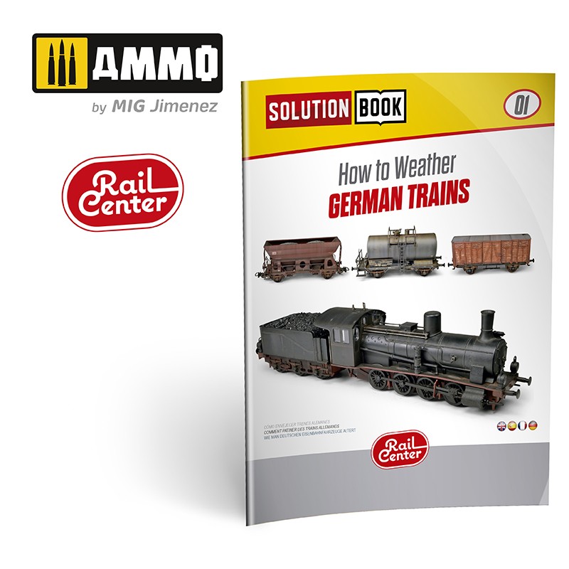 Ammo Mig Jimenez AMMO RAIL CENTER SOLUTION BOOK #01 - GERMAN TRAINS. All Weathering Products
