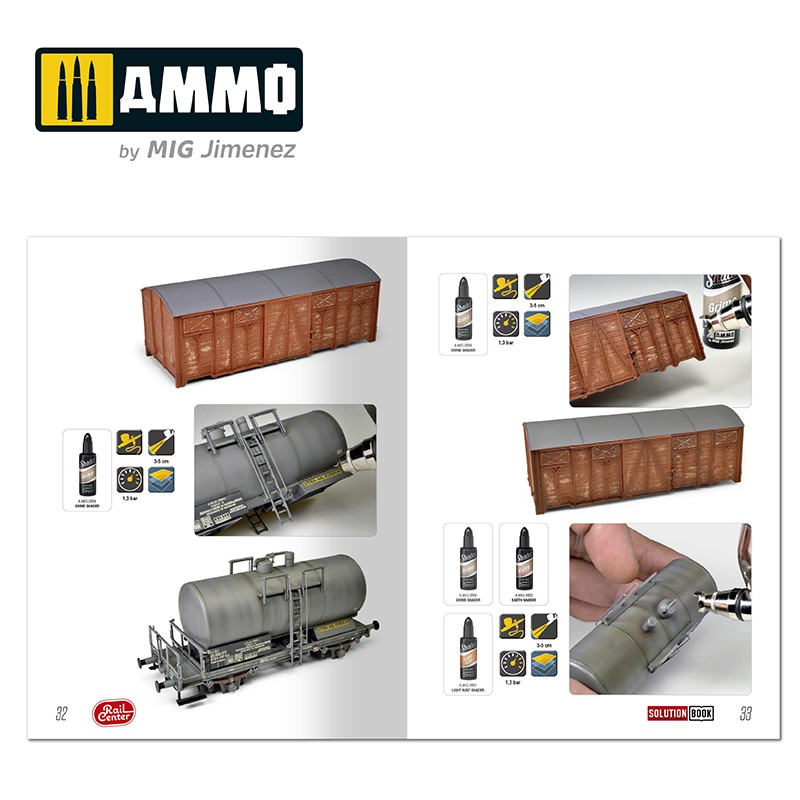 Ammo Mig Jimenez AMMO RAIL CENTER SOLUTION BOOK #01 - GERMAN TRAINS. All Weathering Products