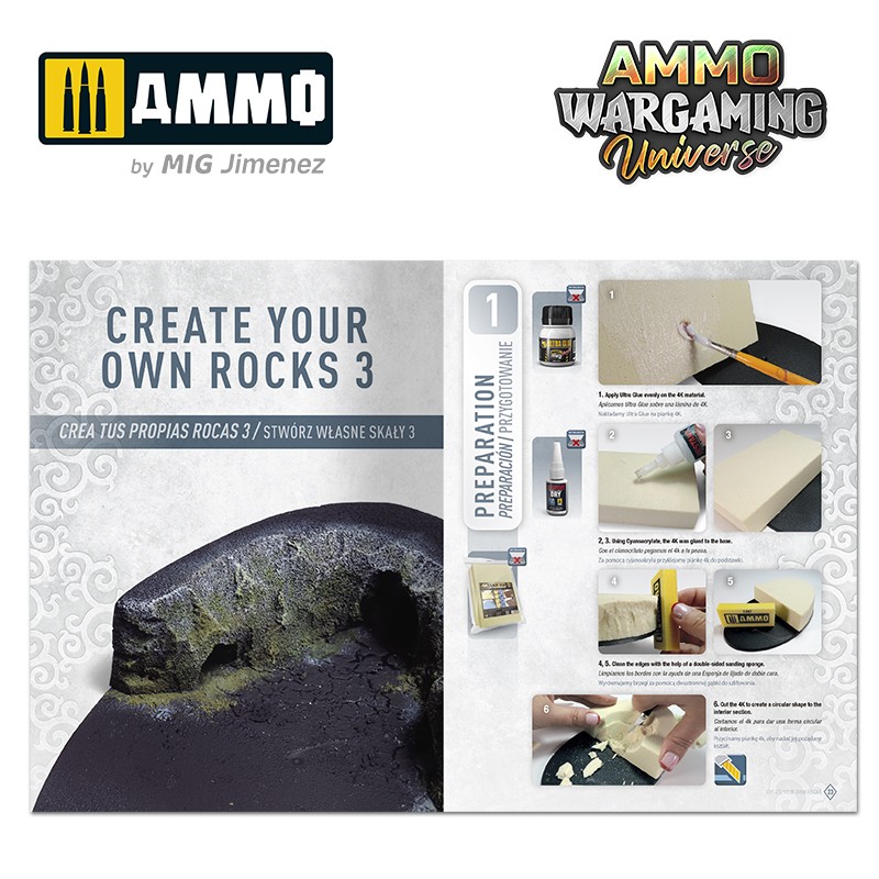 Ammo Mig Jimenez AMMO WARGAMING UNIVERSE Book 11 - Create your own Rocks (Multilingual Book)
