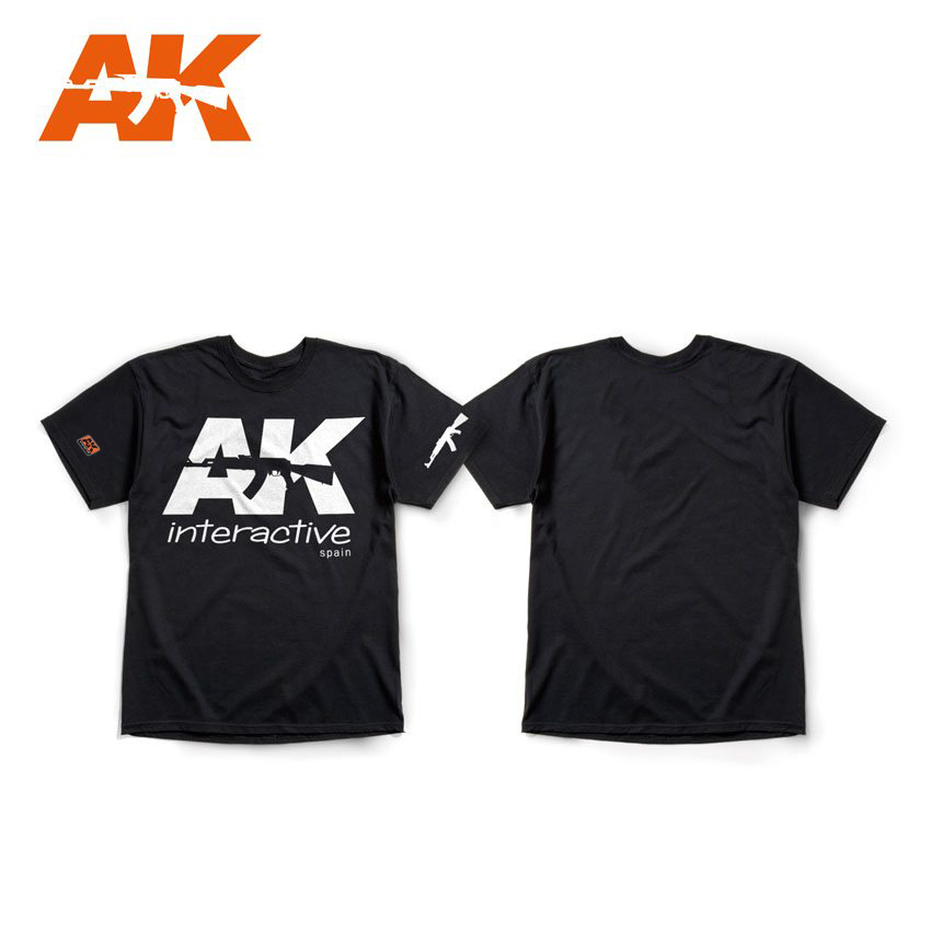 AK Interactive AK OFFICIAL T-SHIRT BLACK (WHITE LOGO) size 