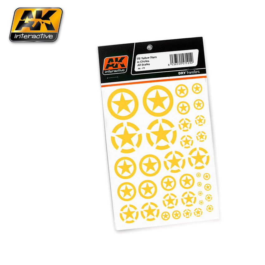 AK Interactive US YELLOW STARS IN CIRCLES ALL SCALES