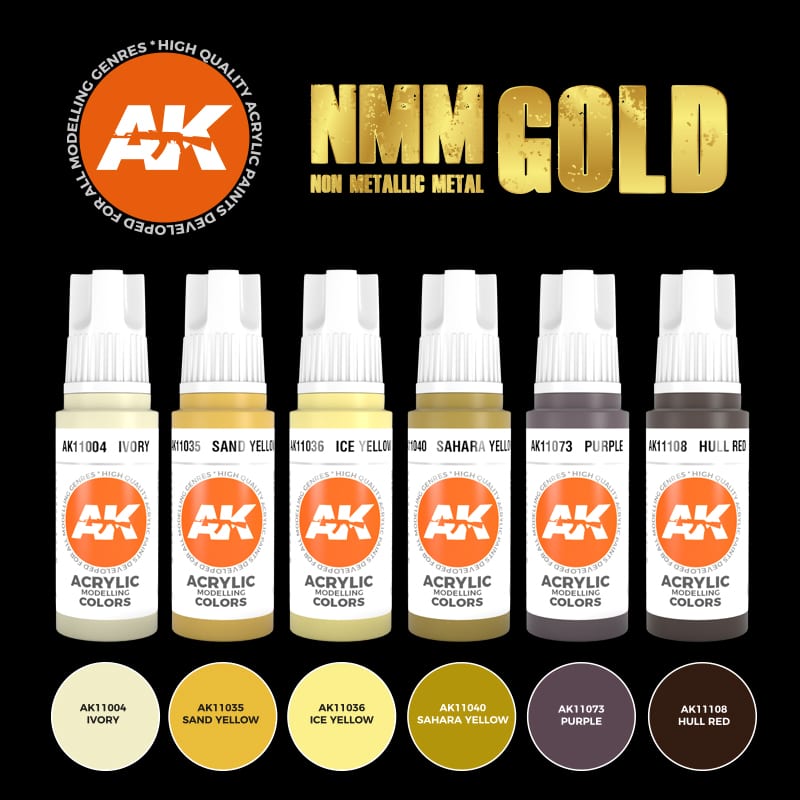 AK Interactive NMM (NON METALLIC METAL) GOLD SET