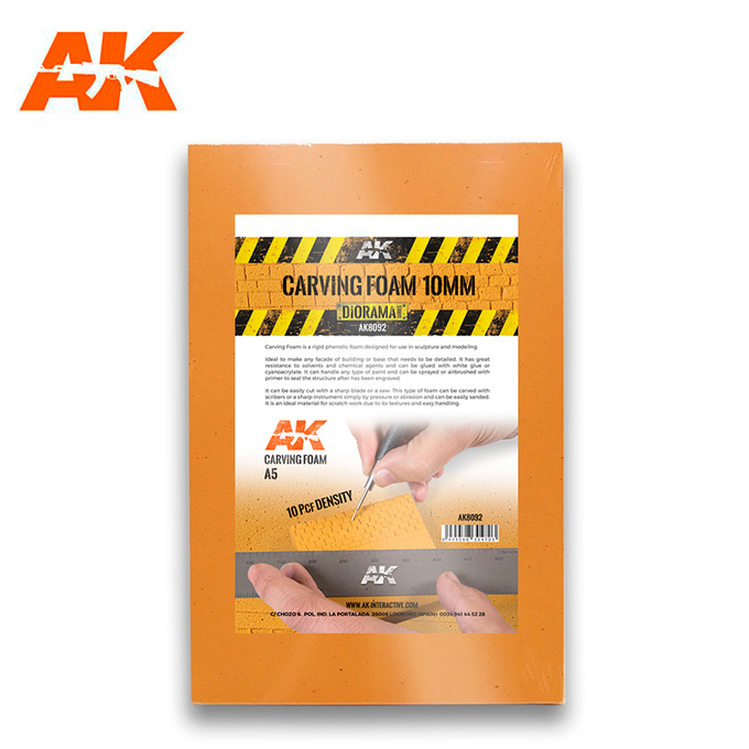 AK Interactive CARVING FOAM 10MM A5 SIZE (228 x 152 MM)