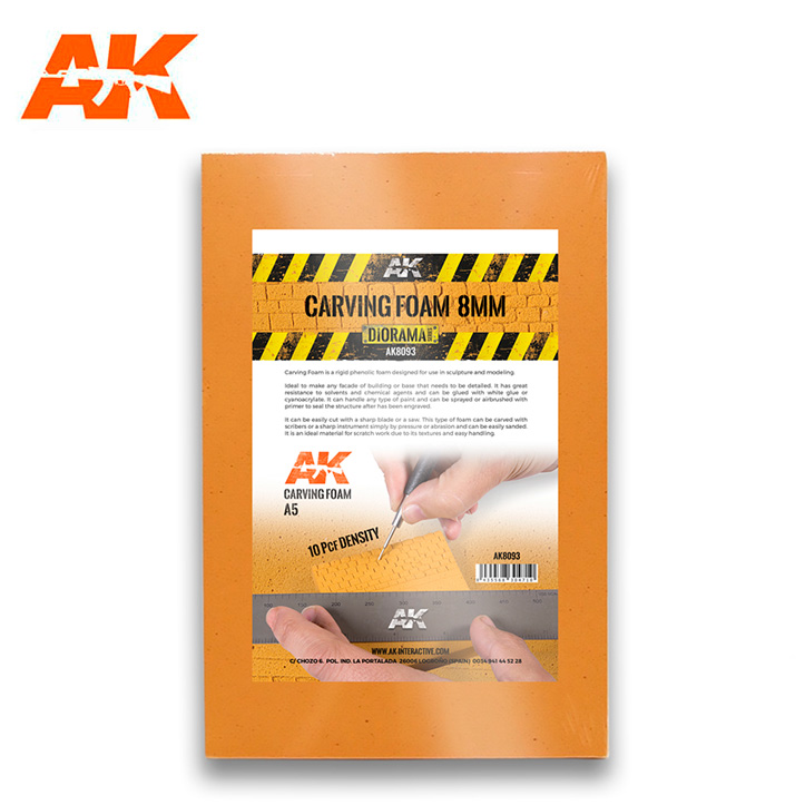AK Interactive CARVING FOAM 8 MM A5 SIZE (228 x 152 MM)