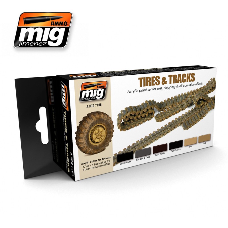 Ammo Mig Jimenez Tires and Tracks, color set 6x17ml.