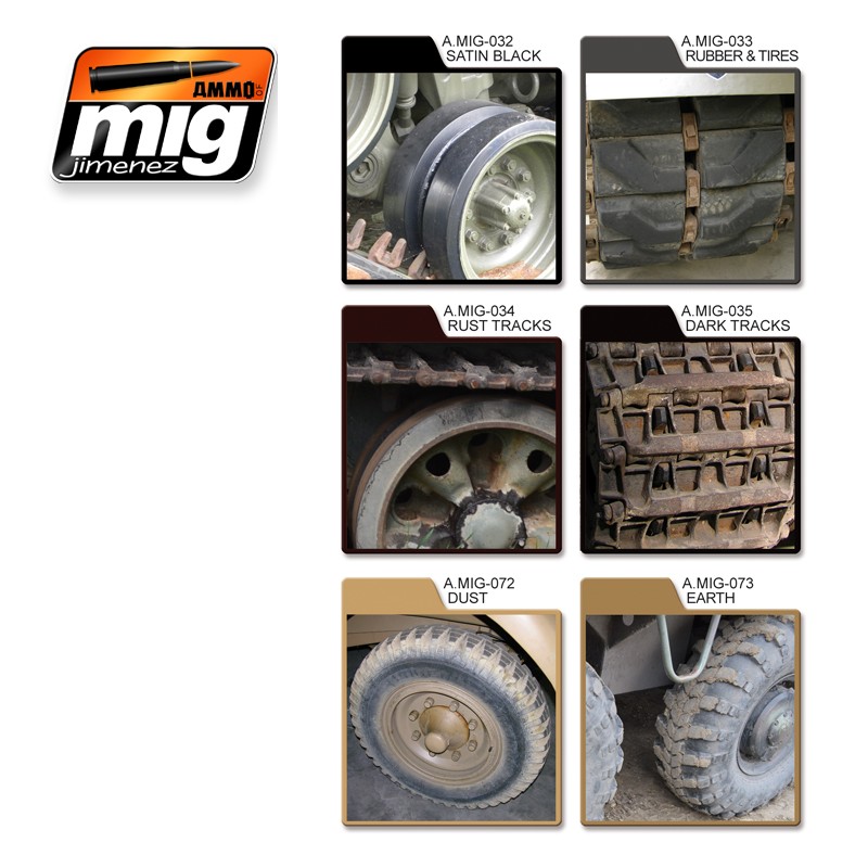 Ammo Mig Jimenez Tires and Tracks, color set 6x17ml.