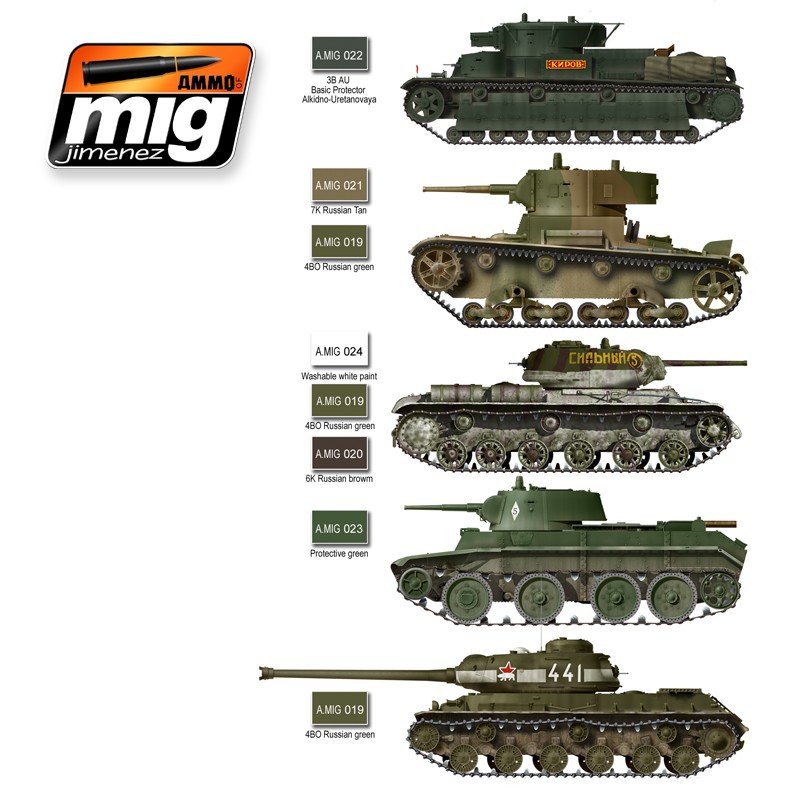 Ammo Mig Jimenez 1935-1945 Soviet Camouflages, color set 6x17ml.