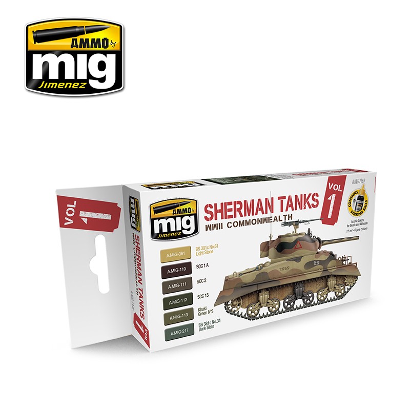 Ammo Mig Jimenez Sherman Tanks Paint Set, Vol 1 - WWII Commonwealth