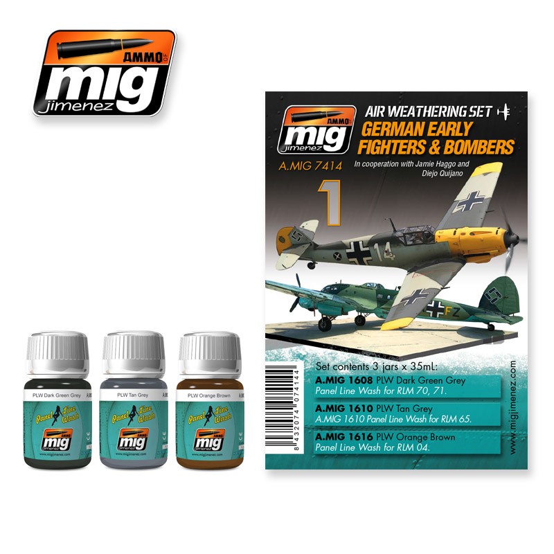 Ammo Mig Jimenez German Early Fighters and Bombers, Weathering set, 3x35ml.