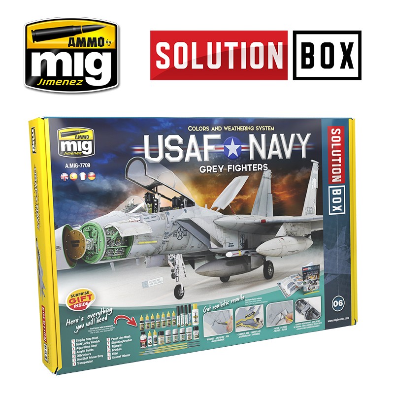 Ammo Mig Jimenez USAF Navy Grey Fighters Solution Box (utgngen)