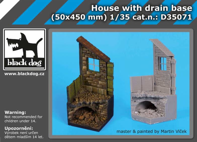 Black Dog House With Drain Base (50x450mm)