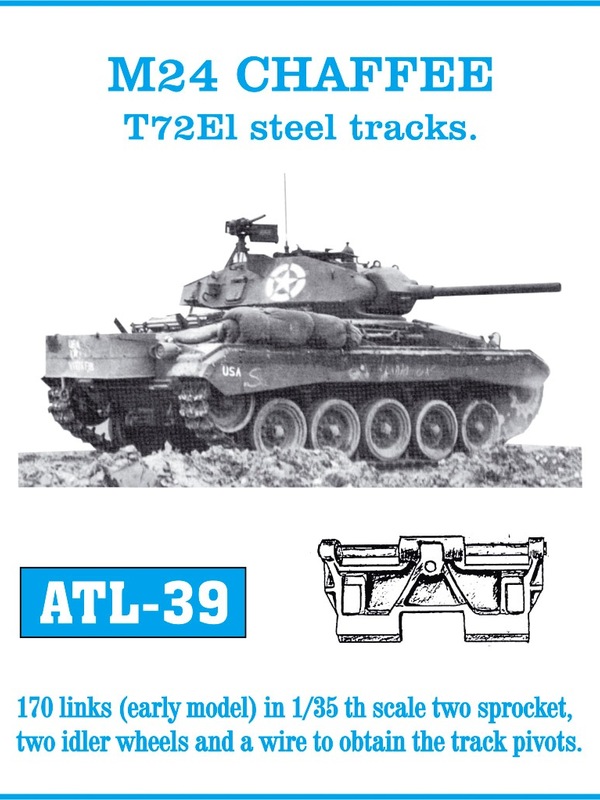 Friulmodel M24 Chaffee T72E1 Type Steel - Track Links with Sprocket and Idler Wheels
