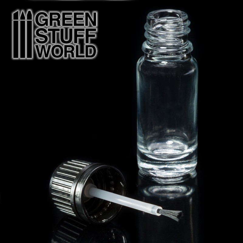 Green Stuff World Empty Glass Jar with Brush, 10ml