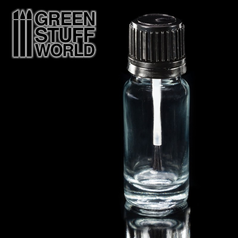 Green Stuff World Empty Glass Jar with Brush, 10ml