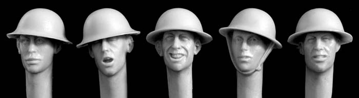 Hornet Models 5 Heads wearing British WWI steel helmets also used by USA