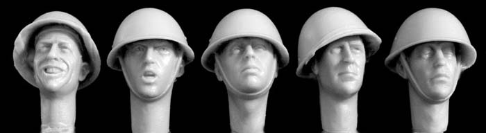 Hornet Models 5 Heads Wearing British Mk III helmets 1944/80's