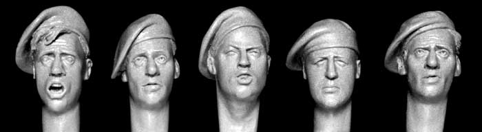 Hornet Models 5 heads with British WW2 and post War berets