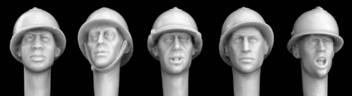 Hornet Models 5 Heads with WWII French Type Steel Helmets