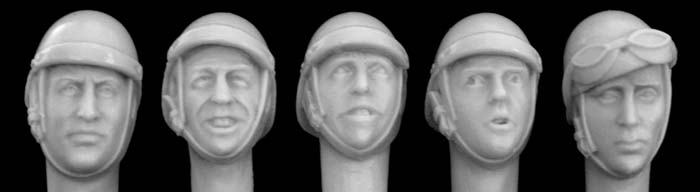 Hornet Models 5 different heads with WW2 French tank helmet