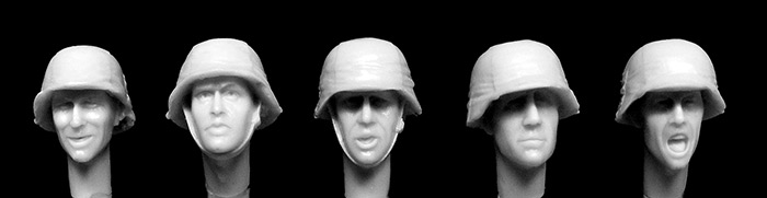 Hornet Models 5 heads wearing German helmets with camouflage covers