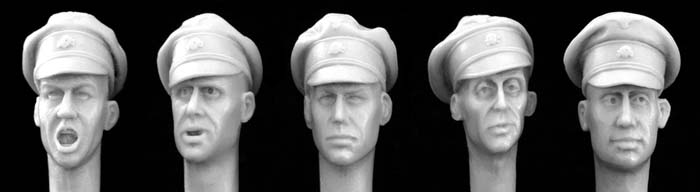 Hornet Models 5 Heads with German SS Officer crushed caps