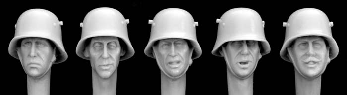 Hornet Models 5 German M18 Steel helmets WW1- WWII Heads