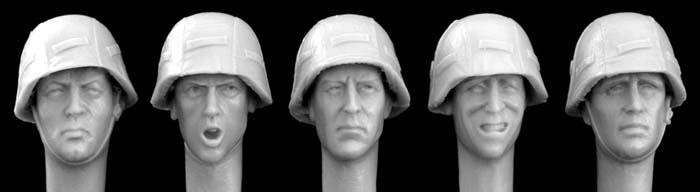 Hornet Models 5 heads with German Army Style Camo Helmet covers WWII