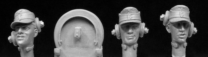 Hornet Models German Army Panzer crew heads 3 heads 3 earphone straps (similar to HGH23)