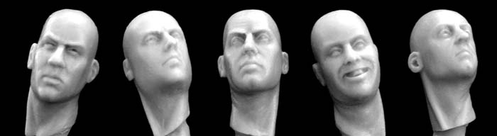 Hornet Models 5 Different Bare Heads with Necks turned sideways