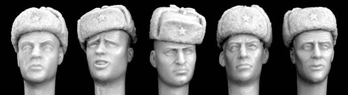 Hornet Models 5 heads, Soviet style ushanka winter caps