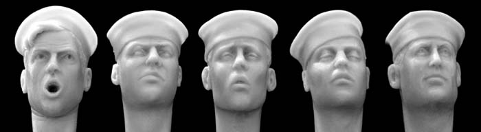 Hornet Models 5 Heads wearing USN style white sailor caps