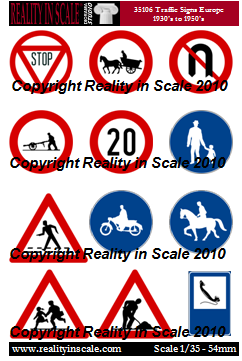 Reality in Scale European Traffic Signs 1930's - 1950's