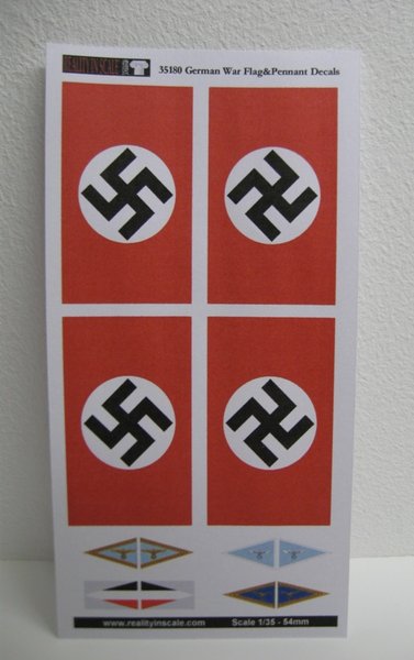 Reality in Scale German War Flags & Vehicle Pennants WWII - 12 Decals