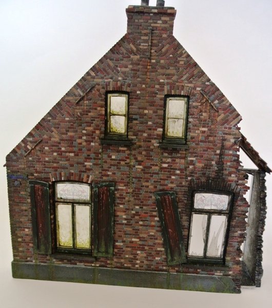 Reality in Scale Large Ruined Farmhouse - Color Casted - Kit contains 15 resin pcs. casted i