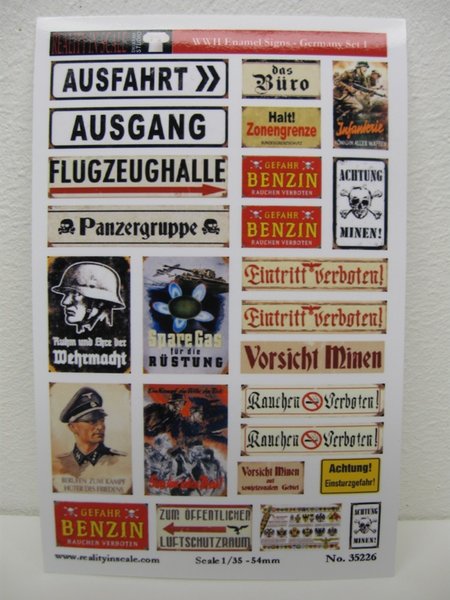 Reality in Scale Enamel Signs WWII - Germany set 1 - 25 signs
