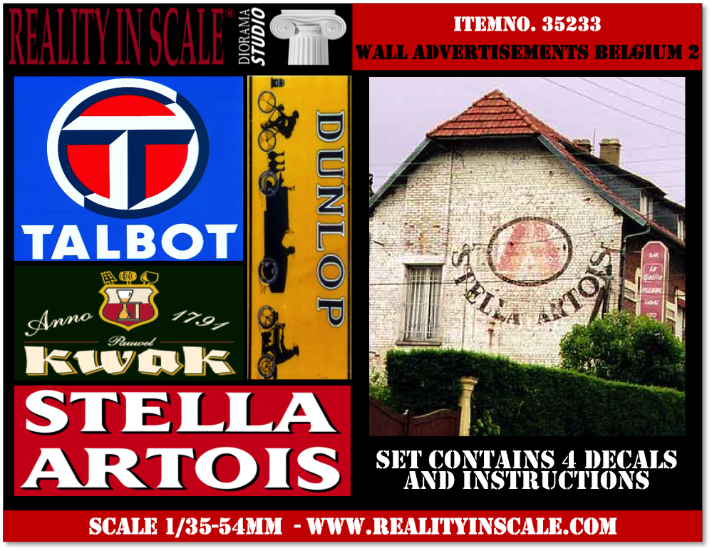 Reality in Scale Wall Advertisement Decals 1930's - 1950's - Belgium set 2 - 4 pcs.